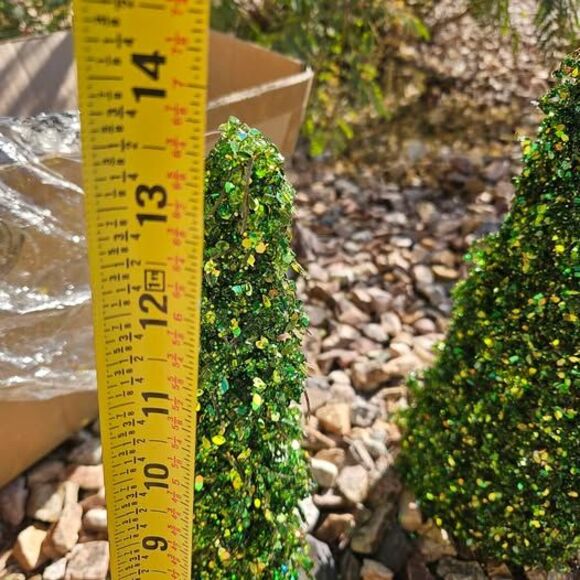 3 Piece Green Glitter Christmas Trees Entryway Decor Seasonal - Picture 7 of 7